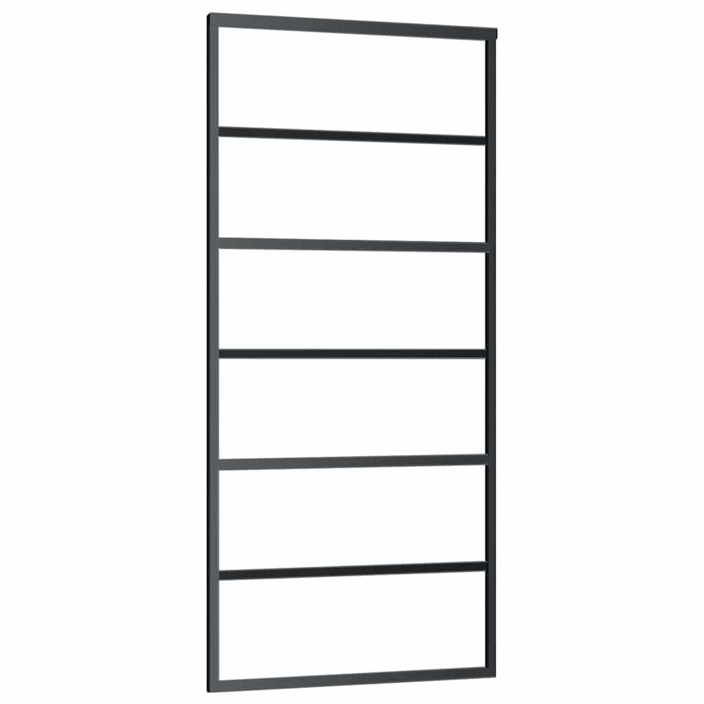vidaXL Drzwi przesuwne z zestawem okuć czarne 90x205 cm ESG szkło