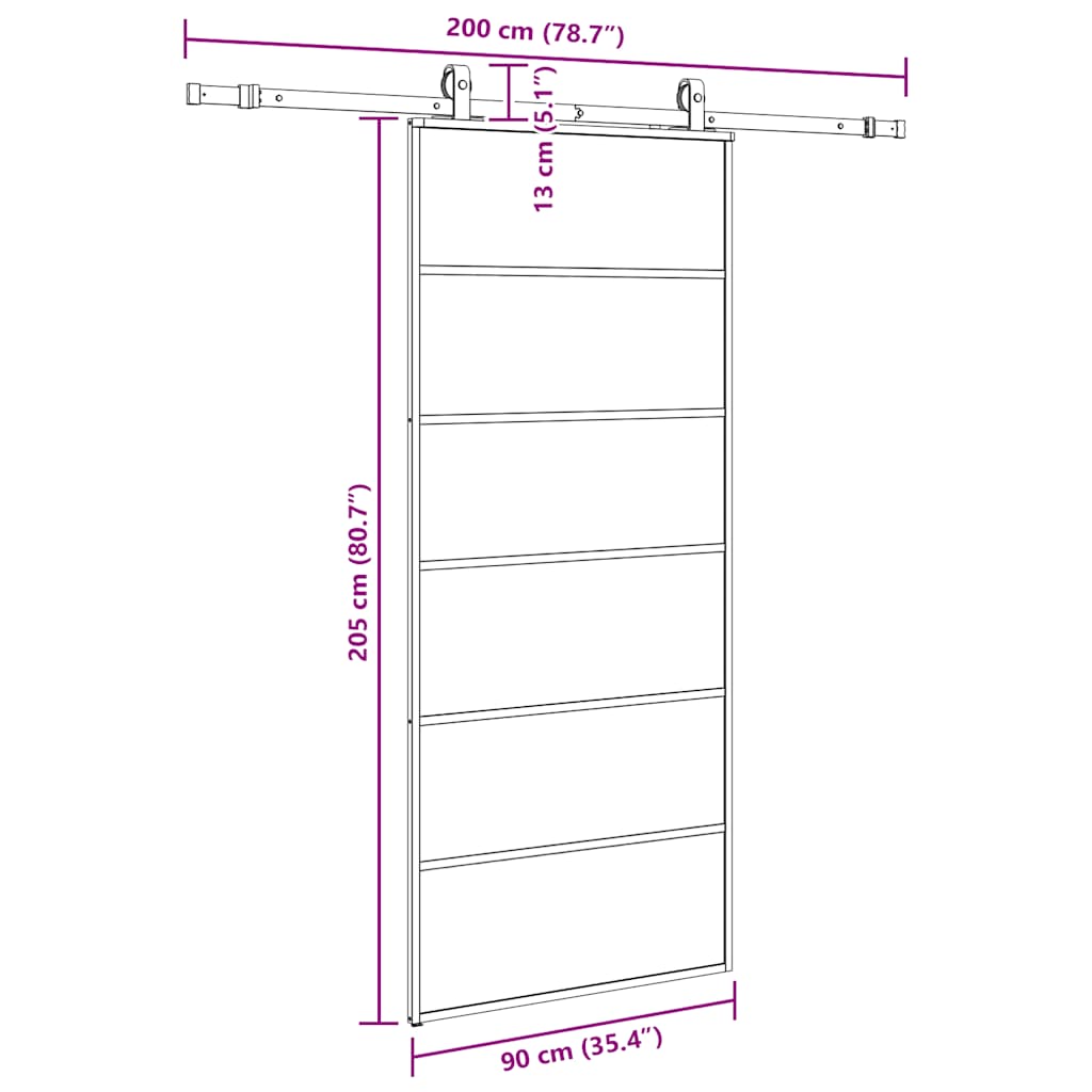 vidaXL Drzwi przesuwne z zestawem okuć czarne 90x205 cm ESG szkło