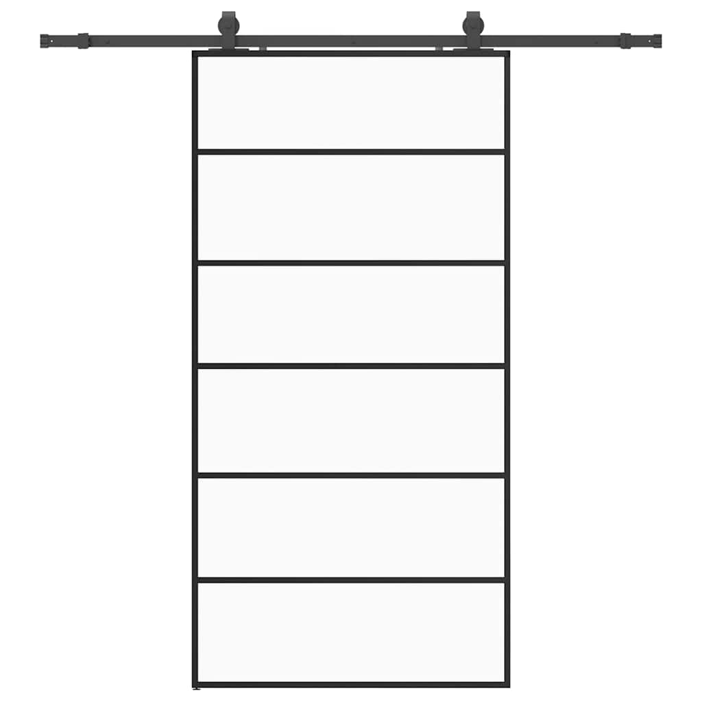 vidaXL Drzwi przesuwne z zestawem okuć czarne 102x205 cm ESG szkło
