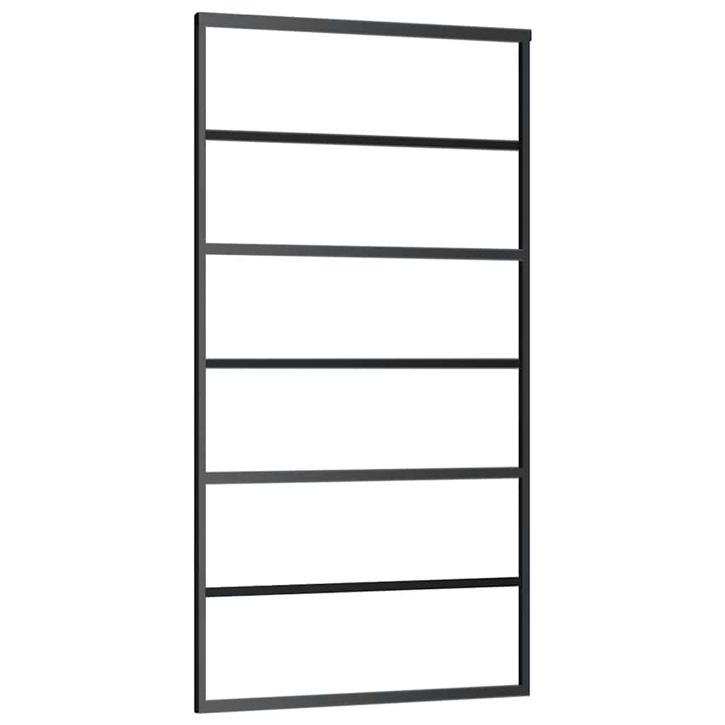 vidaXL Drzwi przesuwne z zestawem okuć czarne 102x205 cm ESG szkło