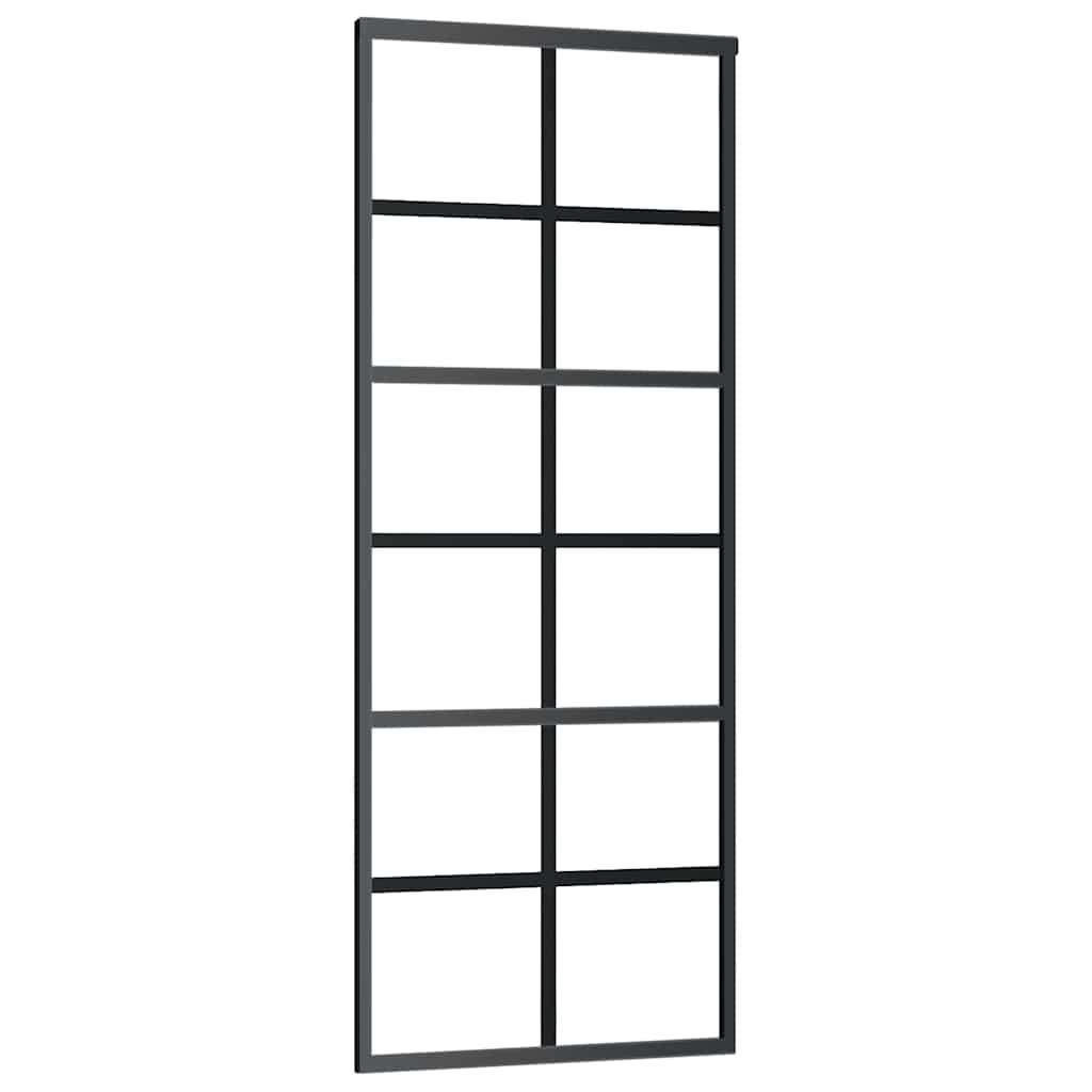 vidaXL Drzwi przesuwne z zestawem okuć czarne 76x205 cm ESG szkło
