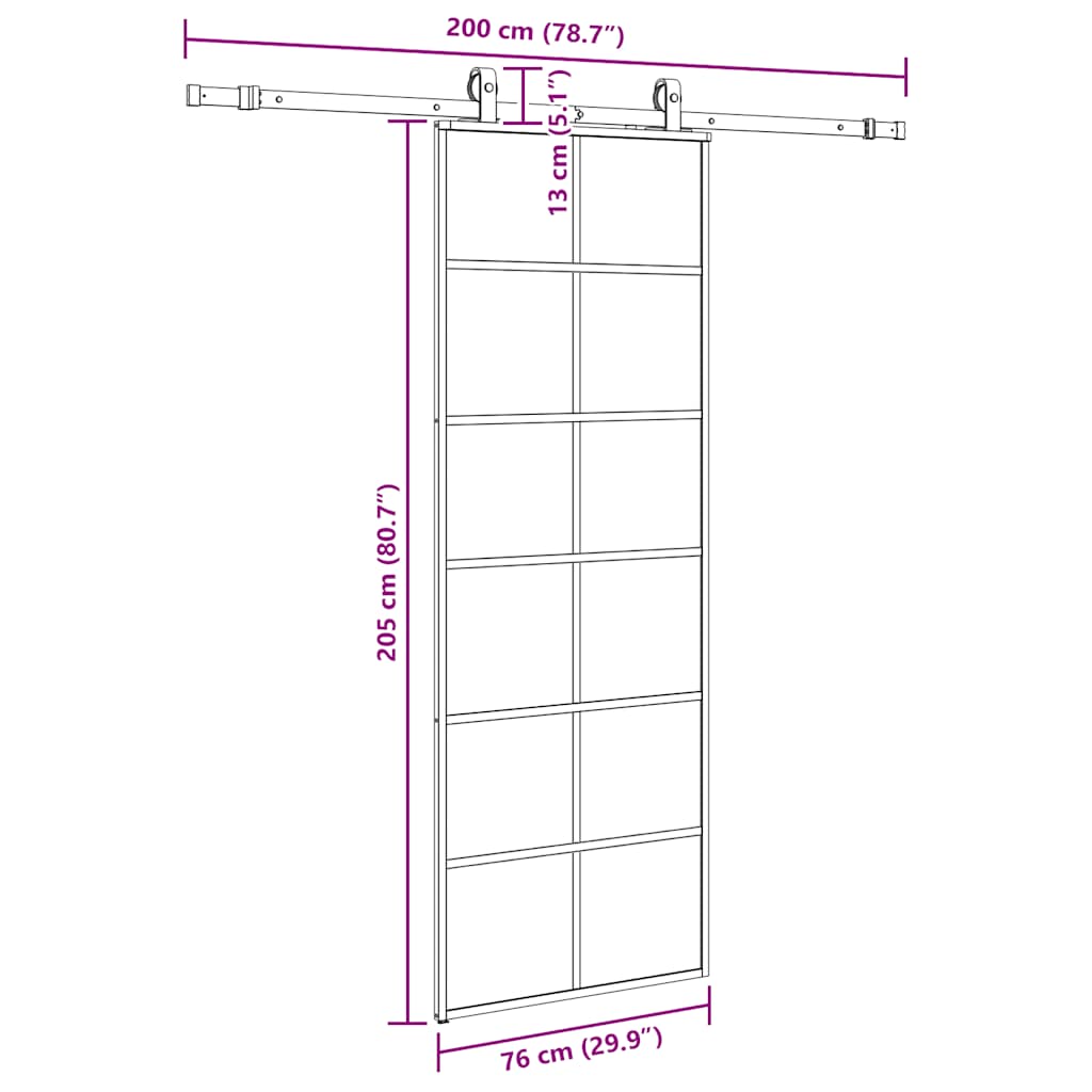 vidaXL Drzwi przesuwne z zestawem okuć czarne 76x205 cm ESG szkło