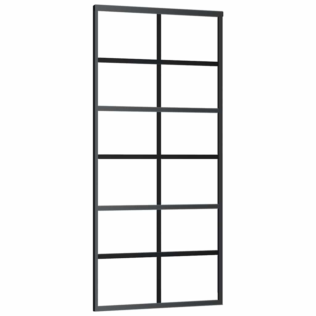 vidaXL Drzwi przesuwne z zestawem okuć czarne 90x205 cm ESG szkło