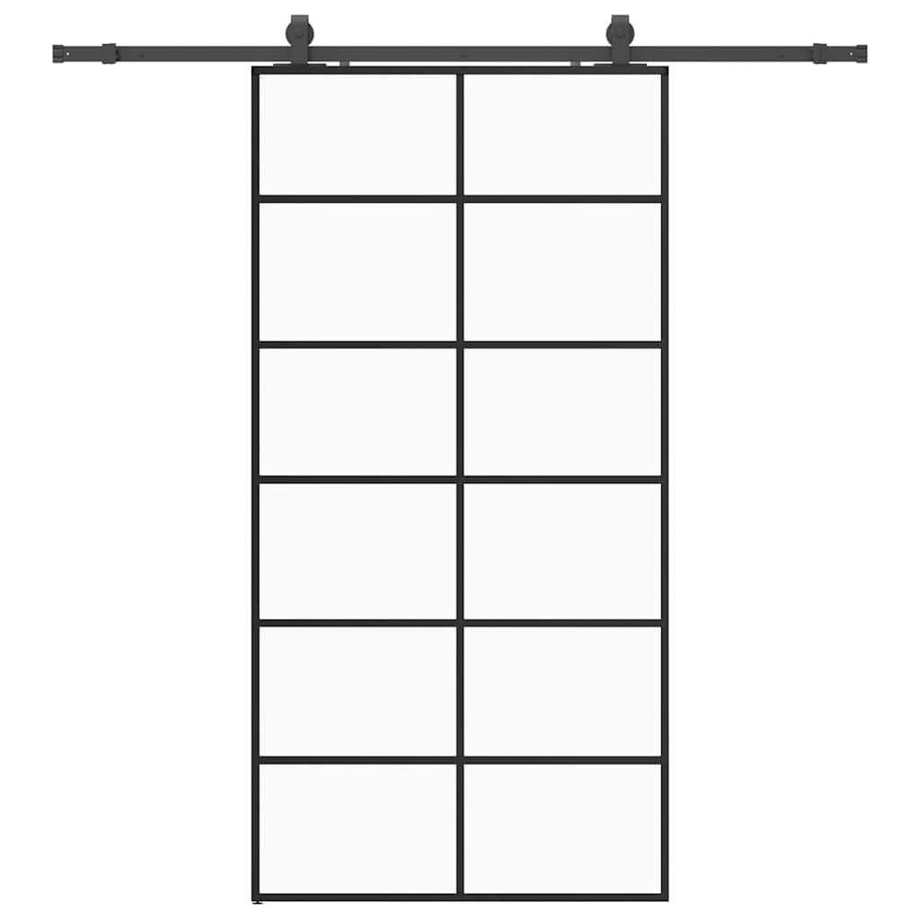vidaXL Drzwi przesuwne z zestawem okuć czarne 102x205 cm ESG szkło
