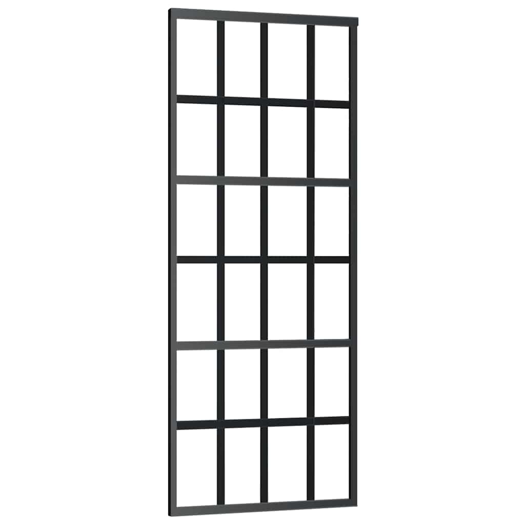 vidaXL Drzwi przesuwne z zestawem okuć czarne 76x205 cm ESG szkło