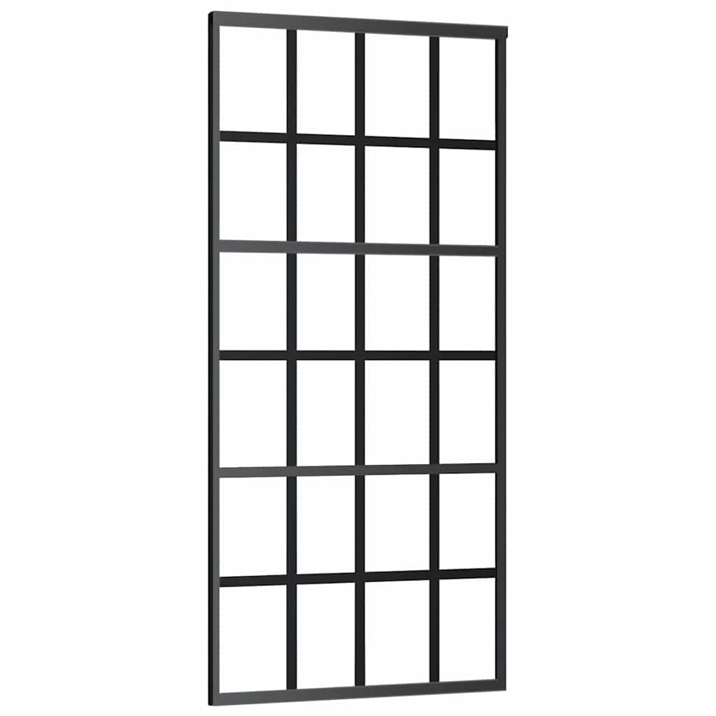 vidaXL Drzwi przesuwne z zestawem okuć czarne 90x205 cm ESG szkło