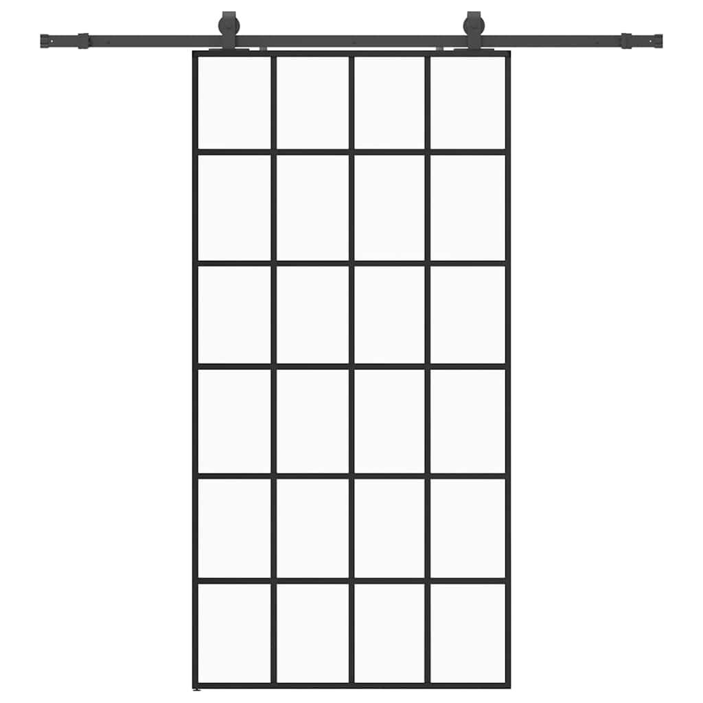 vidaXL Drzwi przesuwne z zestawem okuć czarne 102x205 cm ESG szkło