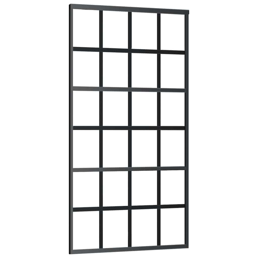 vidaXL Drzwi przesuwne z zestawem okuć czarne 102x205 cm ESG szkło