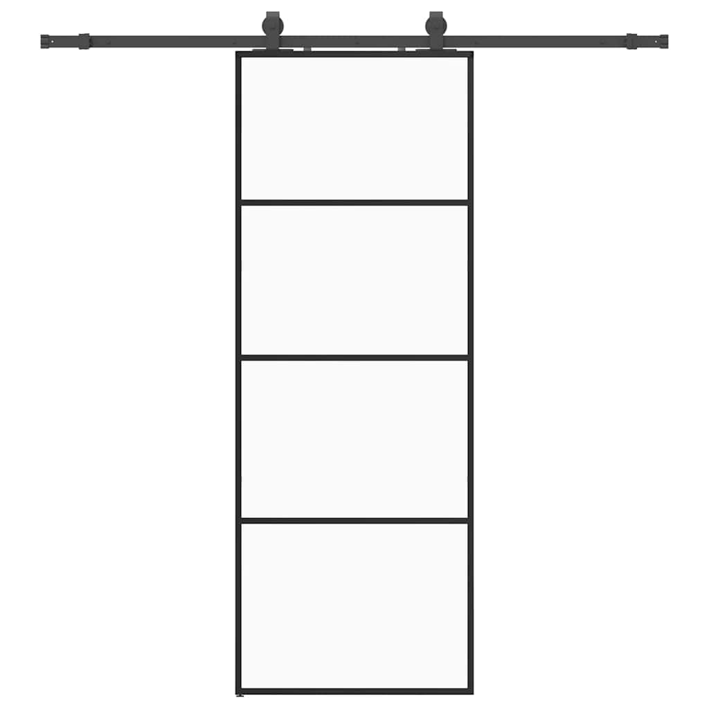 vidaXL Drzwi przesuwne z zestawem okuć czarne 76x205 cm ESG szkło