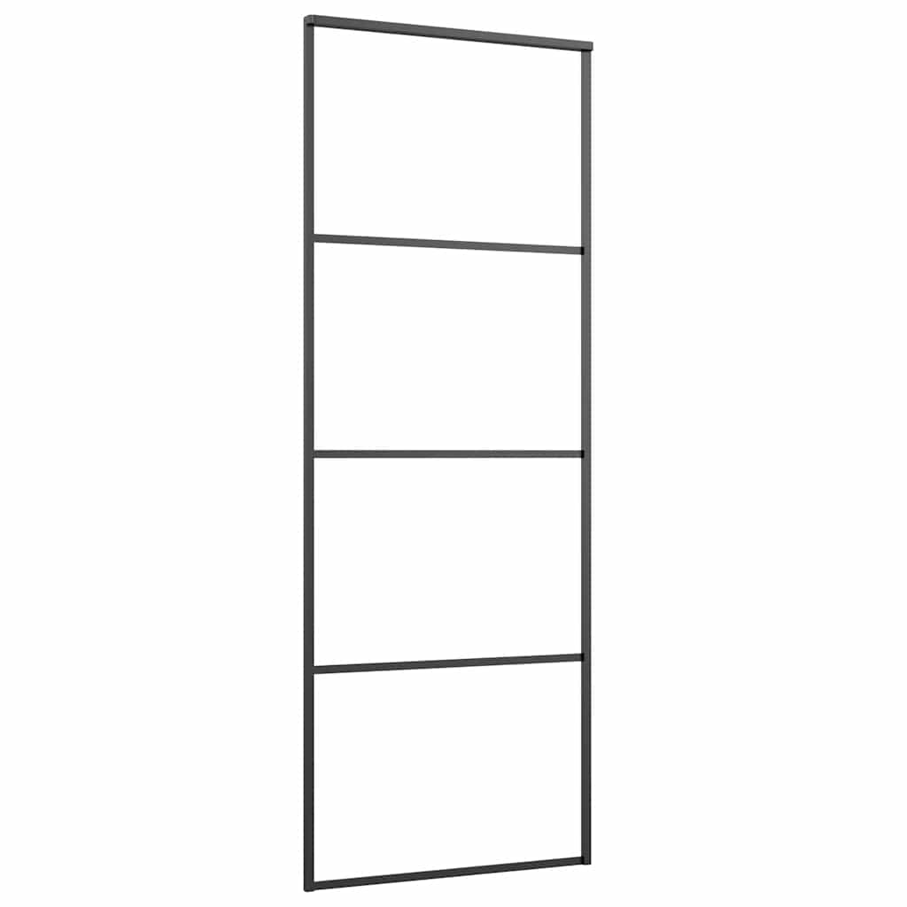 vidaXL Drzwi przesuwne z zestawem okuć czarne 76x205 cm ESG szkło