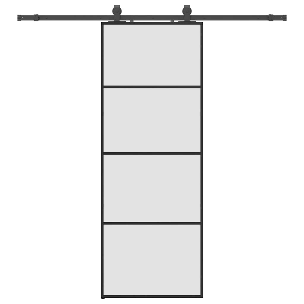 vidaXL Drzwi przesuwne z zestawem okuć czarne 76x205 cm ESG szkło