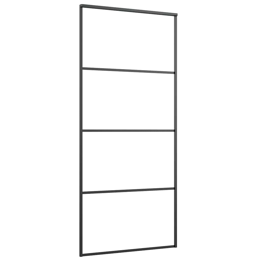 vidaXL Drzwi przesuwne z zestawem okuć czarne 90x205 cm ESG szkło