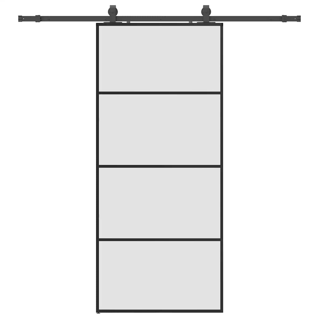 vidaXL Drzwi przesuwne z zestawem okuć czarne 90x205 cm ESG szkło