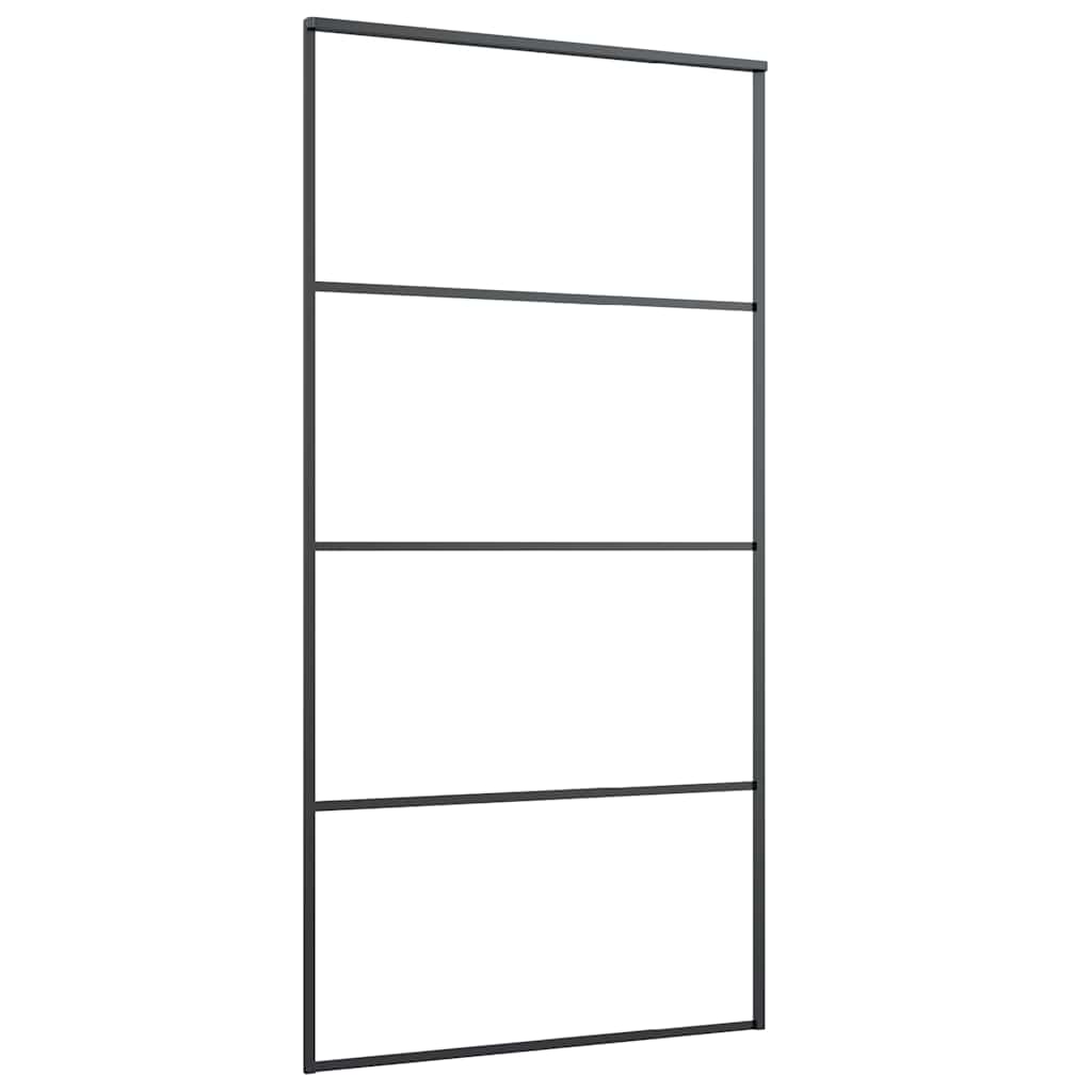 vidaXL Drzwi przesuwne z zestawem okuć czarne 102,5x205 cm ESG szkło