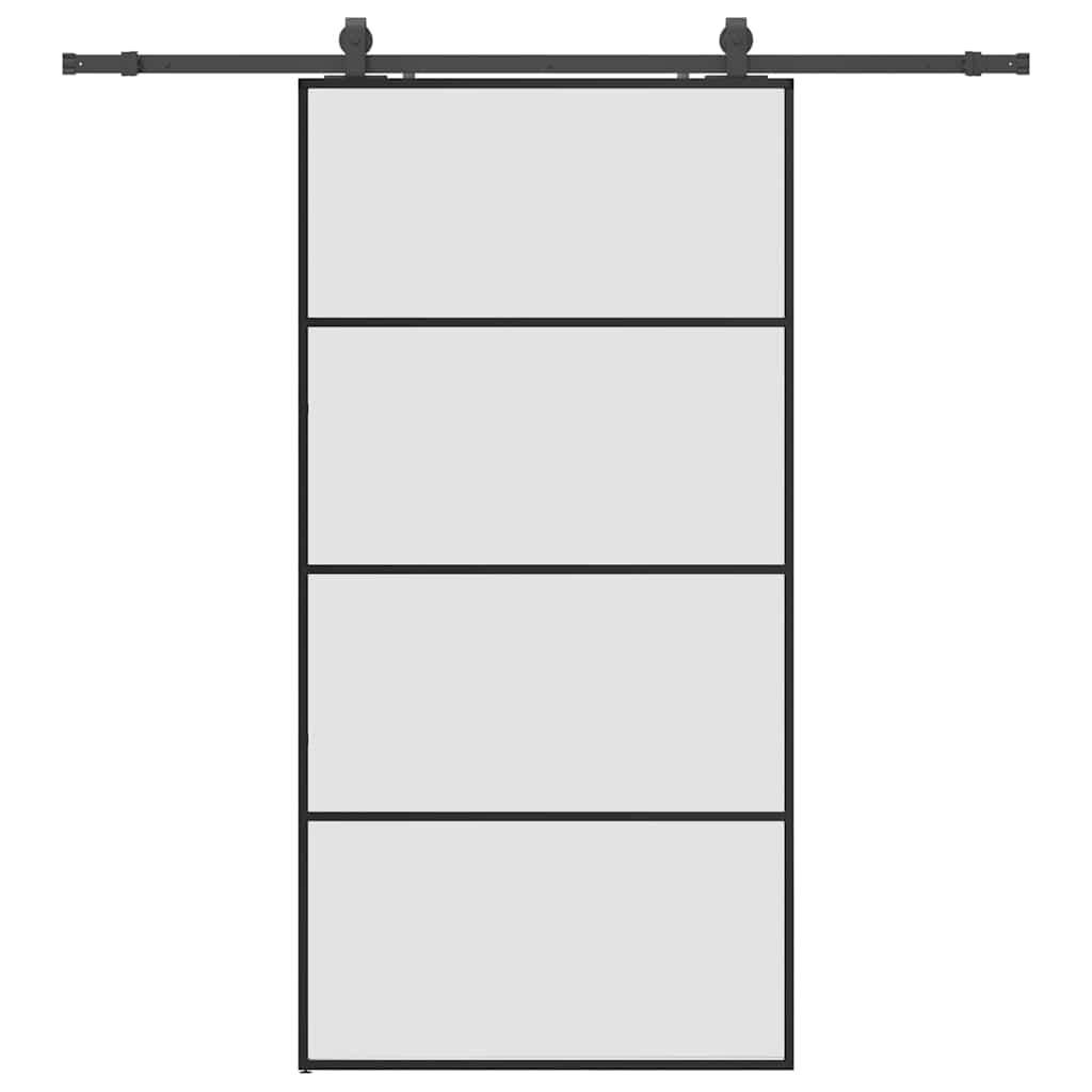 vidaXL Drzwi przesuwne z zestawem okuć czarne 102,5x205 cm ESG szkło