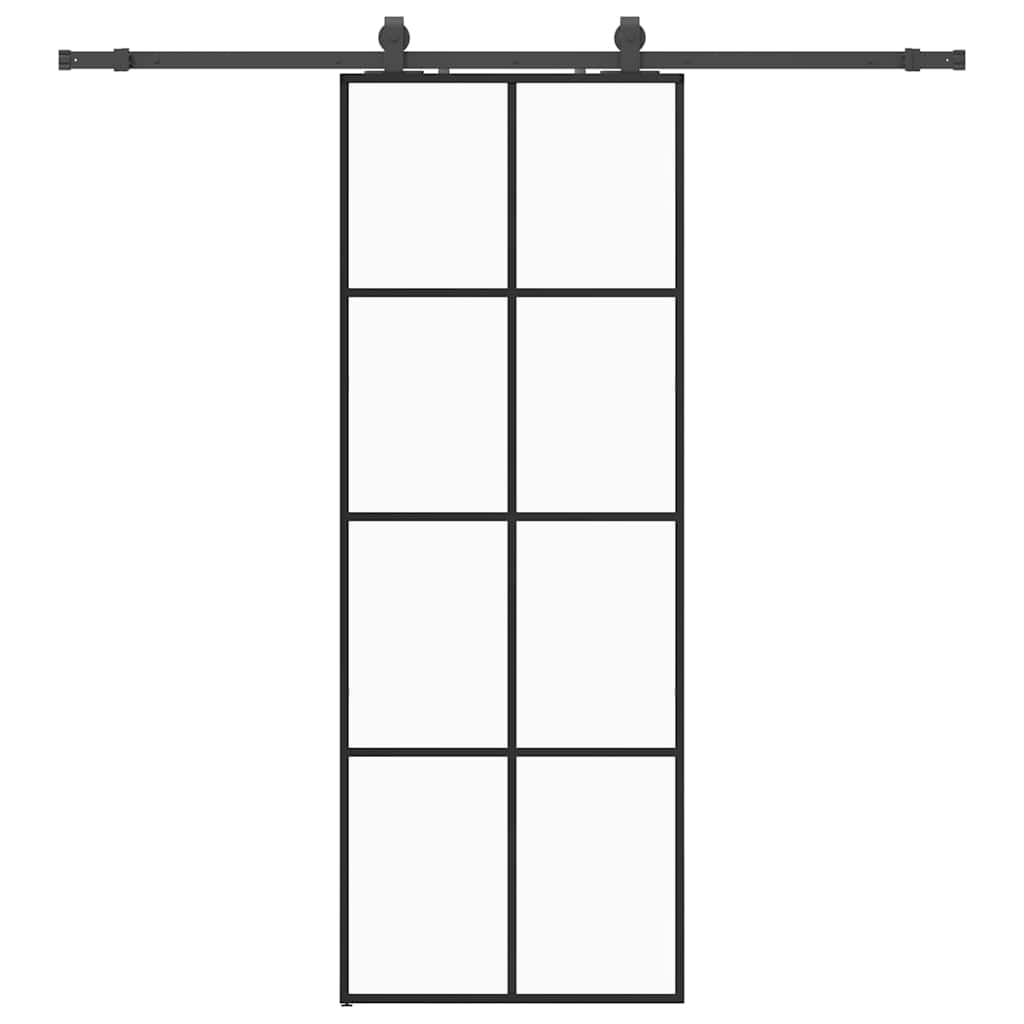 vidaXL Drzwi przesuwne z zestawem okuć czarne 76x205 cm ESG szkło