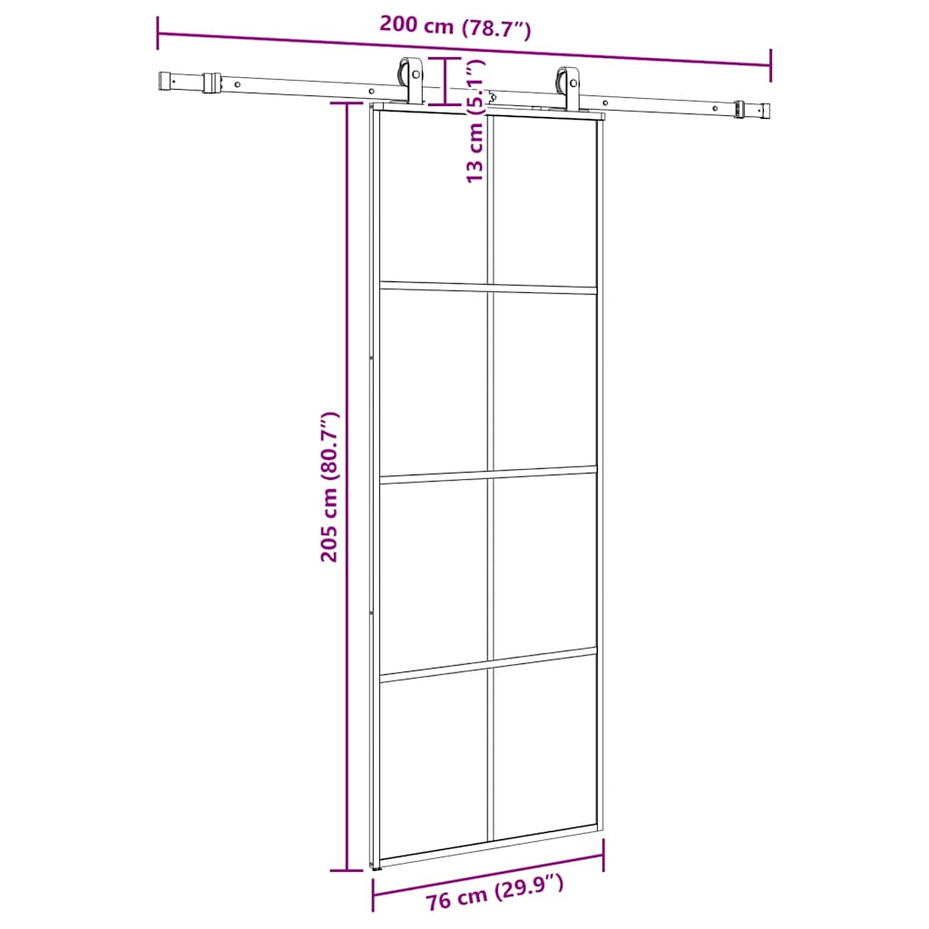 vidaXL Drzwi przesuwne z zestawem okuć czarne 76x205 cm ESG szkło