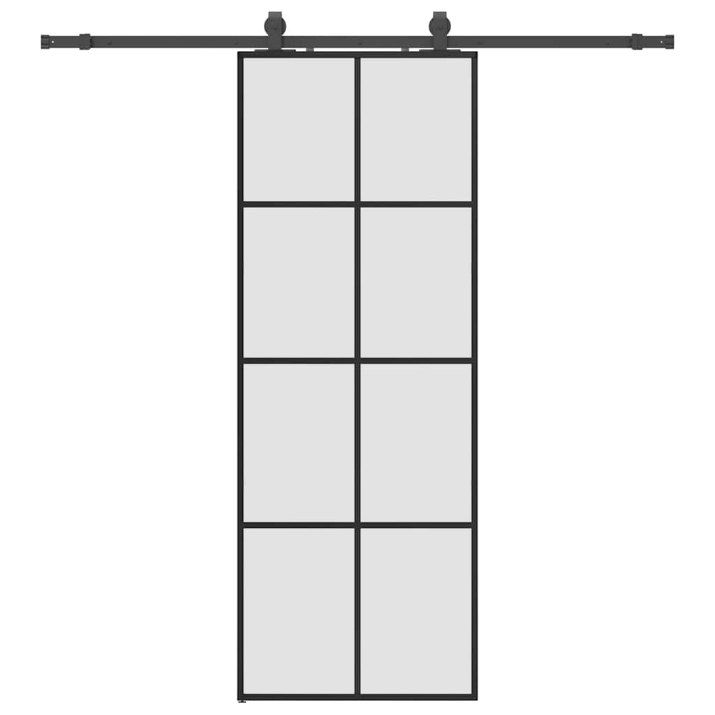 vidaXL Drzwi przesuwne z zestawem okuć czarne 76x205 cm ESG szkło