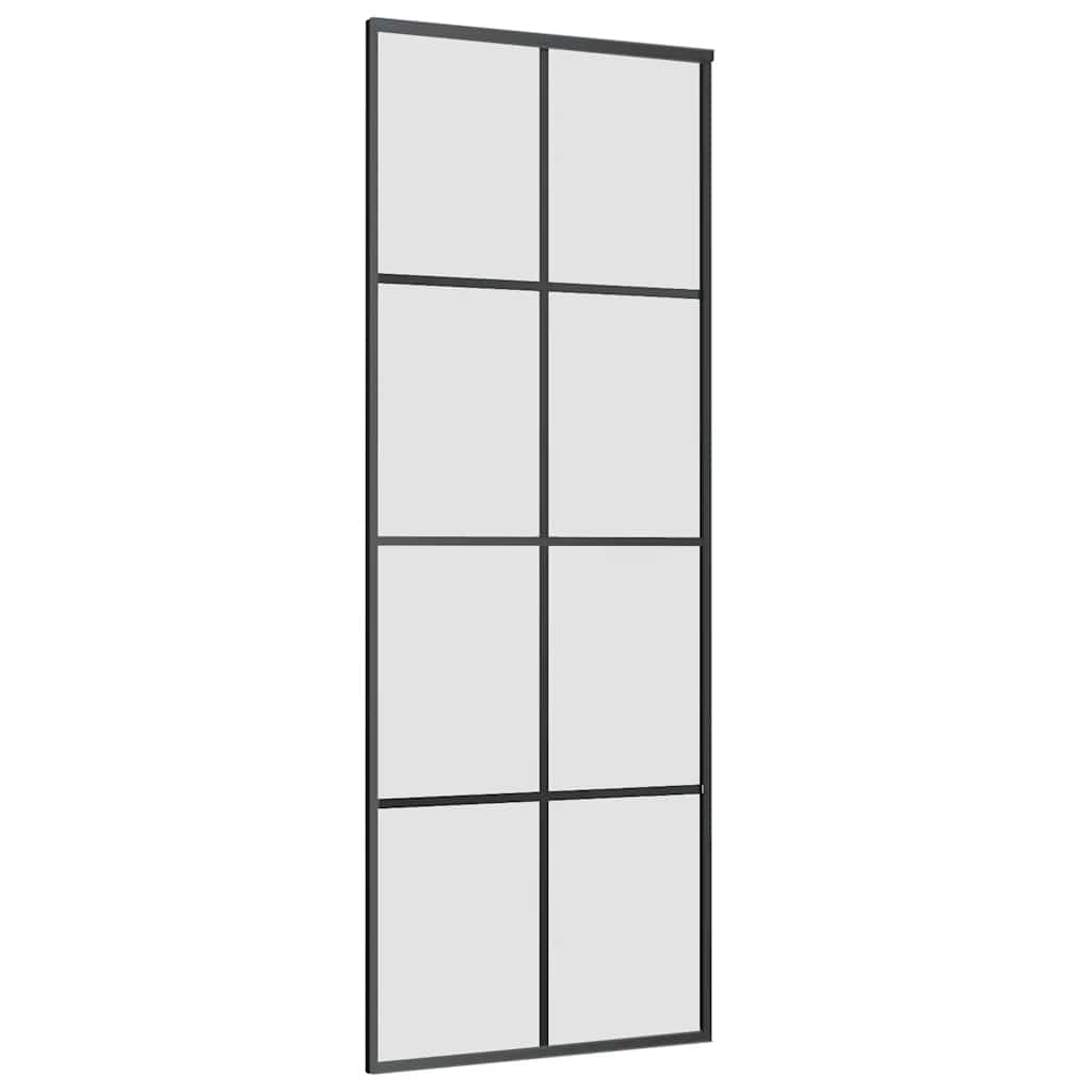 vidaXL Drzwi przesuwne z zestawem okuć czarne 76x205 cm ESG szkło