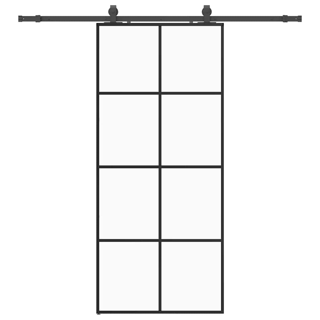 vidaXL Drzwi przesuwne z zestawem okuć czarne 90x205 cm ESG szkło