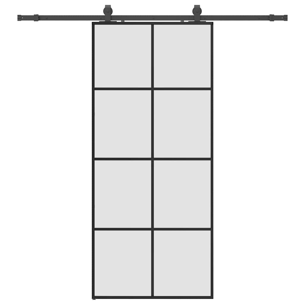 vidaXL Drzwi przesuwne z zestawem okuć czarne 90x205 cm ESG szkło
