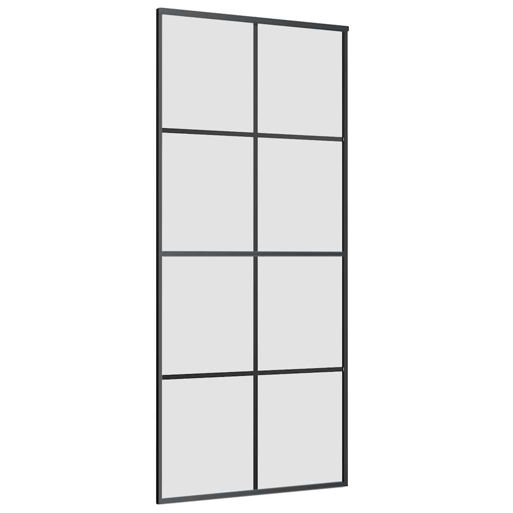 vidaXL Drzwi przesuwne z zestawem okuć czarne 90x205 cm ESG szkło