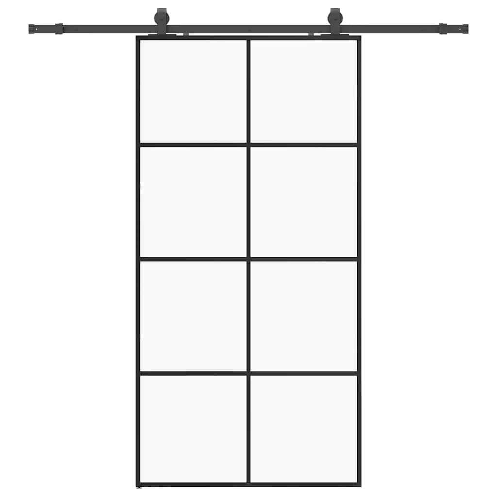 vidaXL Drzwi przesuwne z zestawem okuć czarne 102,5x205 cm ESG szkło