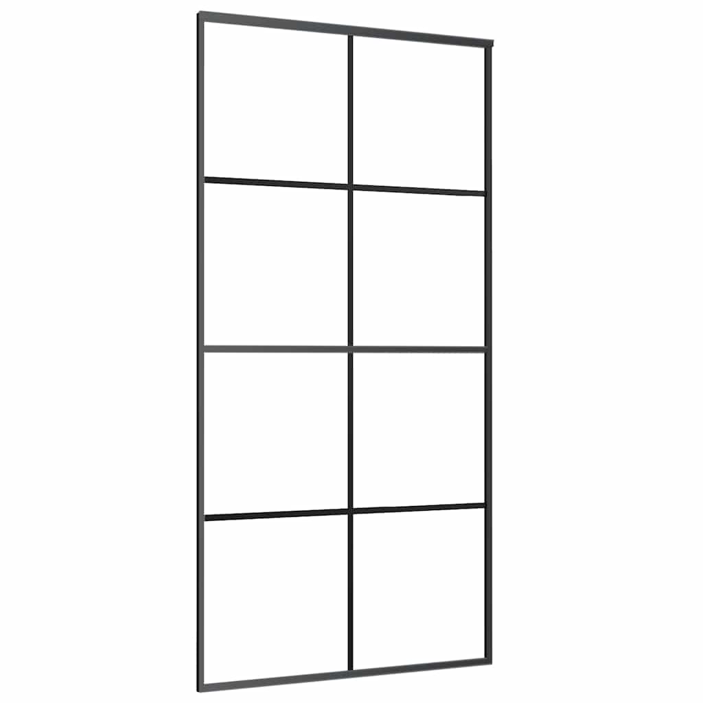 vidaXL Drzwi przesuwne z zestawem okuć czarne 102,5x205 cm ESG szkło
