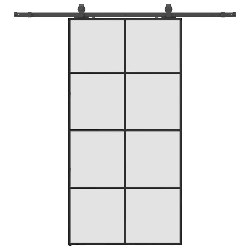 vidaXL Drzwi przesuwne z zestawem okuć czarne 102,5x205 cm ESG szkło