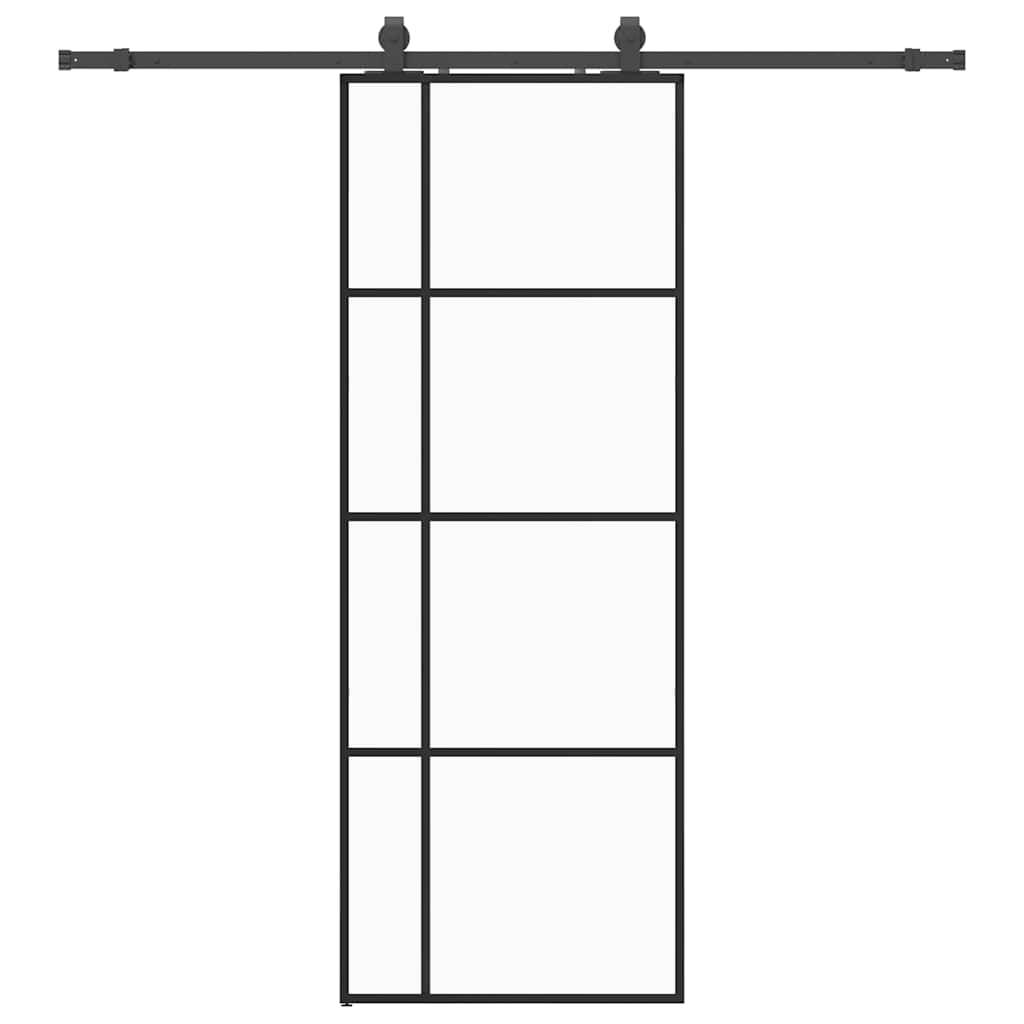 vidaXL Drzwi przesuwne z zestawem okuć czarne 76x205 cm ESG szkło