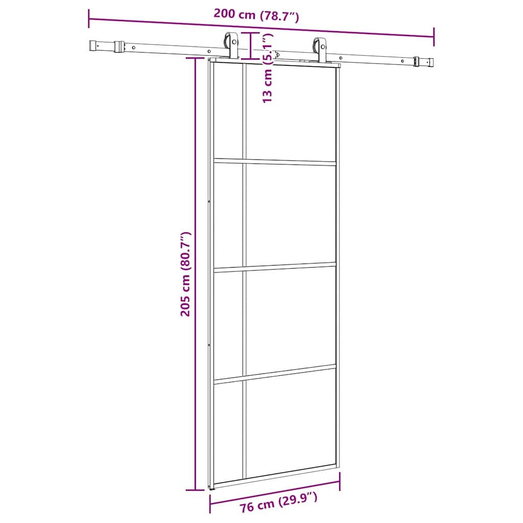 vidaXL Drzwi przesuwne z zestawem okuć czarne 76x205 cm ESG szkło