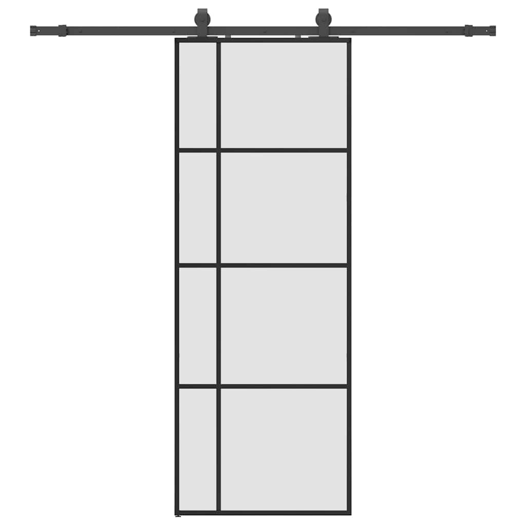 vidaXL Drzwi przesuwne z zestawem okuć czarne 76x205 cm ESG szkło