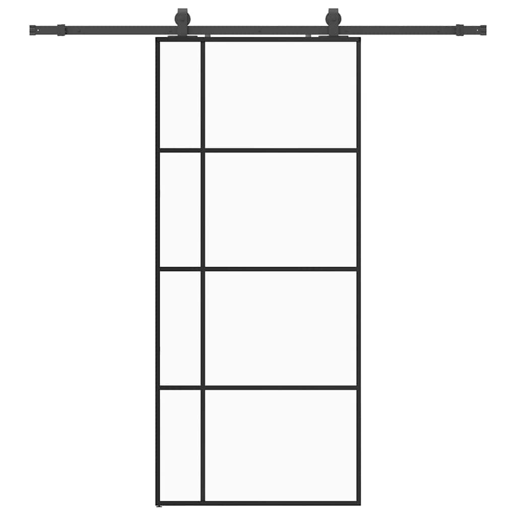 vidaXL Drzwi przesuwne z zestawem okuć czarne 90x205 cm ESG szkło