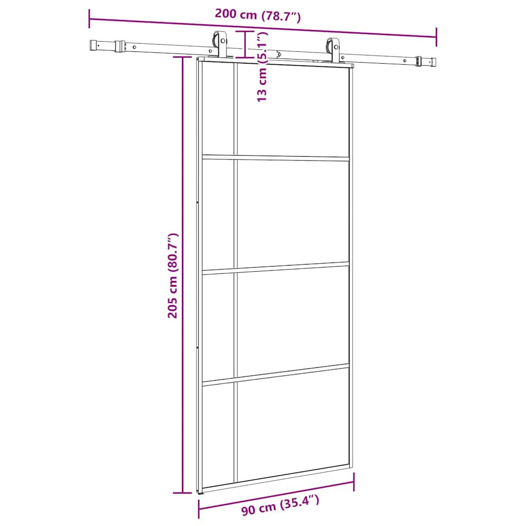 vidaXL Drzwi przesuwne z zestawem okuć czarne 90x205 cm ESG szkło