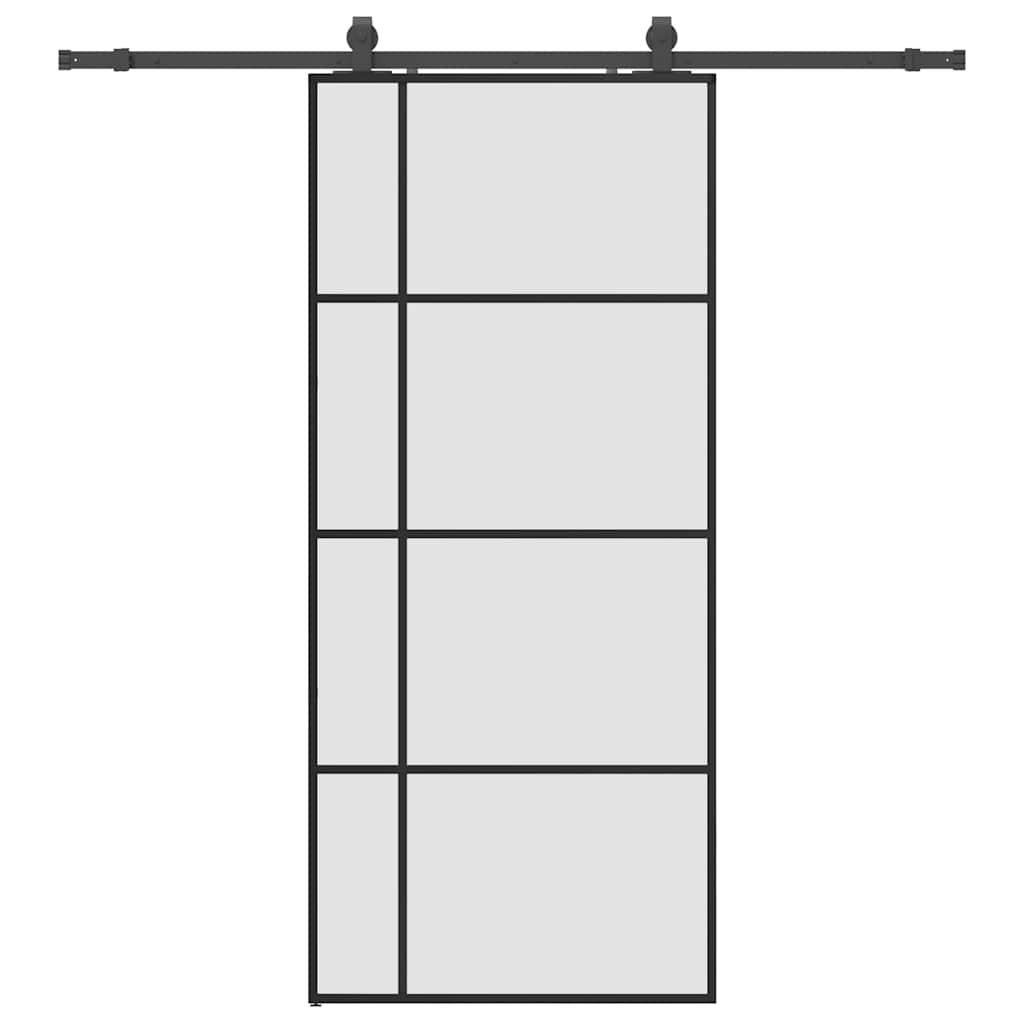 vidaXL Drzwi przesuwne z zestawem okuć czarne 90x205 cm ESG szkło
