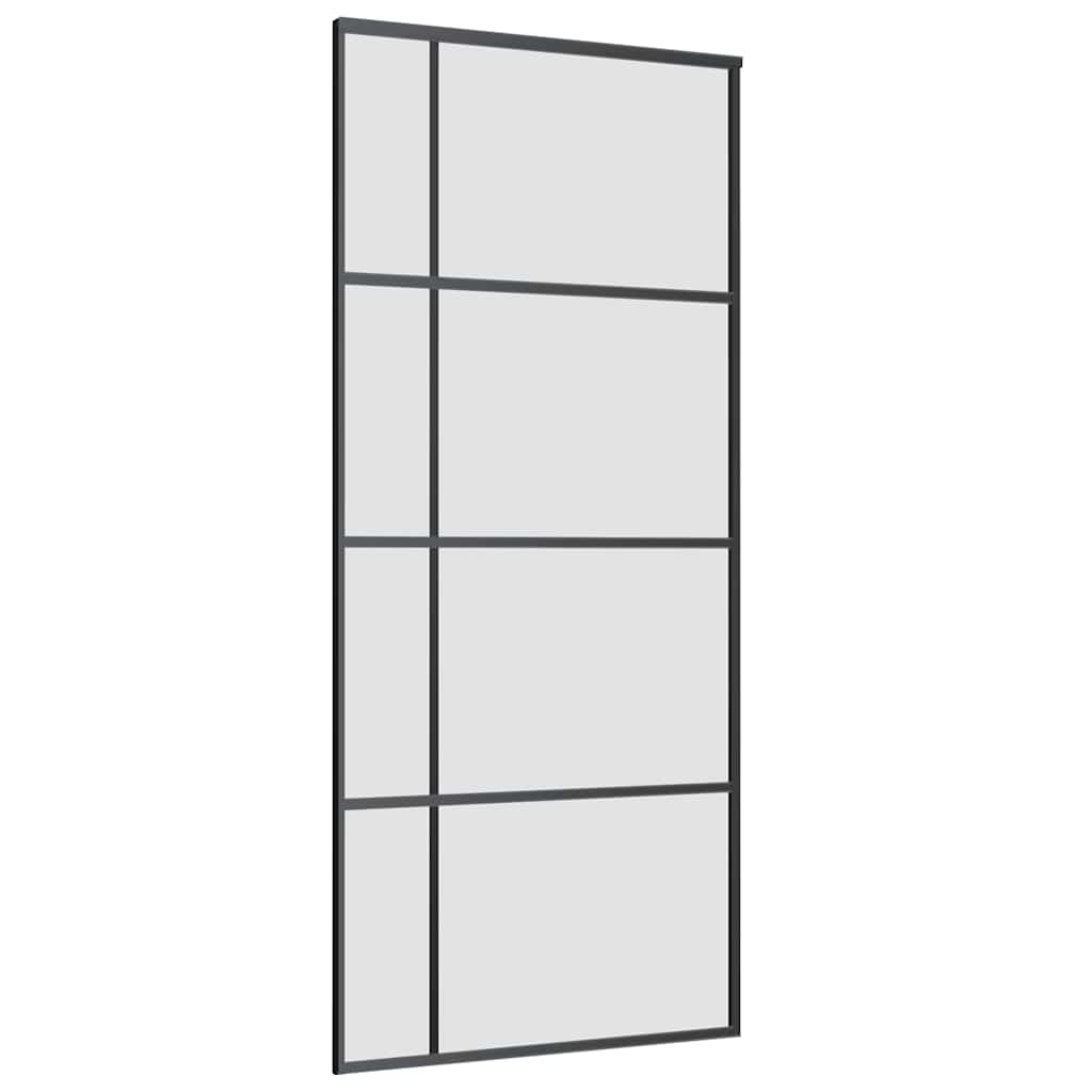 vidaXL Drzwi przesuwne z zestawem okuć czarne 90x205 cm ESG szkło