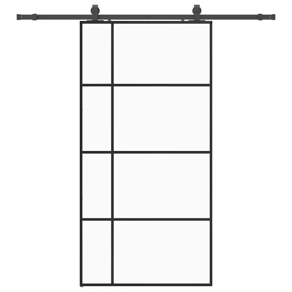 vidaXL Drzwi przesuwne z zestawem okuć czarne 102,5x205 cm ESG szkło