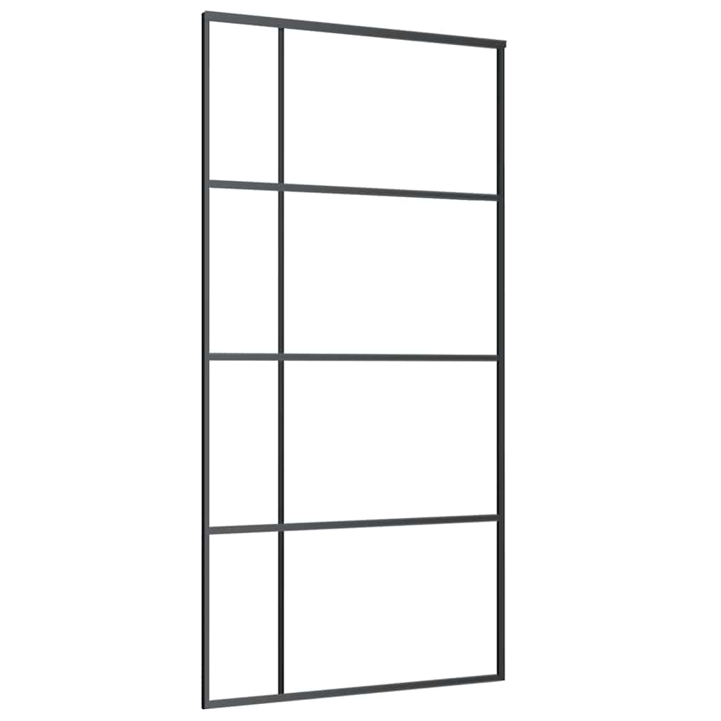 vidaXL Drzwi przesuwne z zestawem okuć czarne 102,5x205 cm ESG szkło