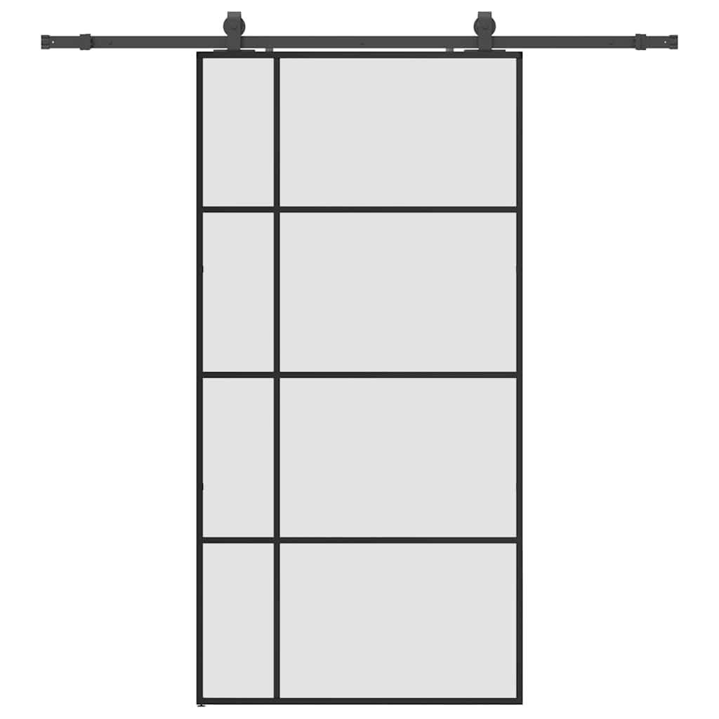 vidaXL Drzwi przesuwne z zestawem okuć czarne 102,5x205 cm ESG szkło