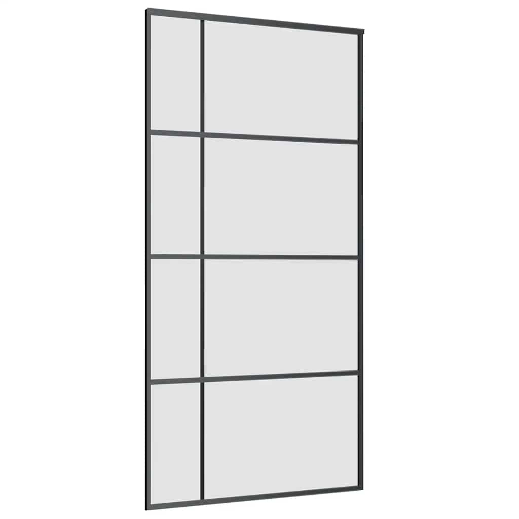 vidaXL Drzwi przesuwne z zestawem okuć czarne 102,5x205 cm ESG szkło