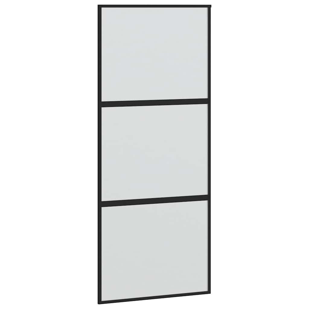 vidaXL Drzwi przesuwne z zestawem okuć czarne 90x205cm szkło hartowane