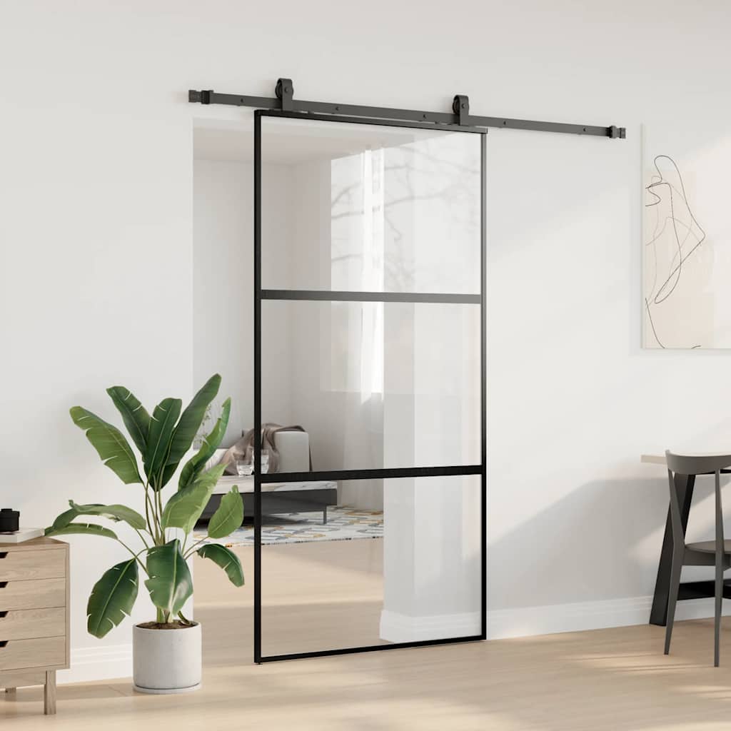 vidaXL Drzwi przesuwne z zestawem okuć czarne 102,5x205 cm