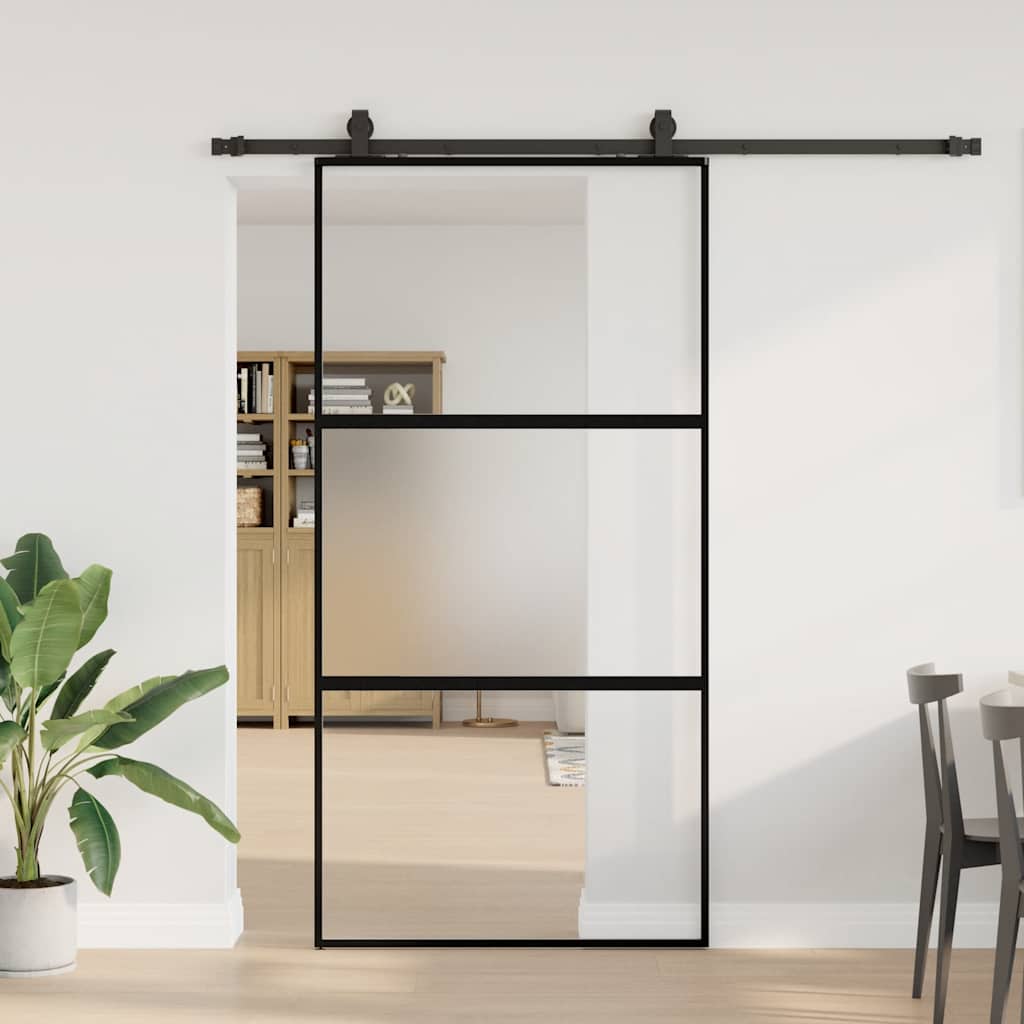 vidaXL Drzwi przesuwne z zestawem okuć czarne 102,5x205 cm