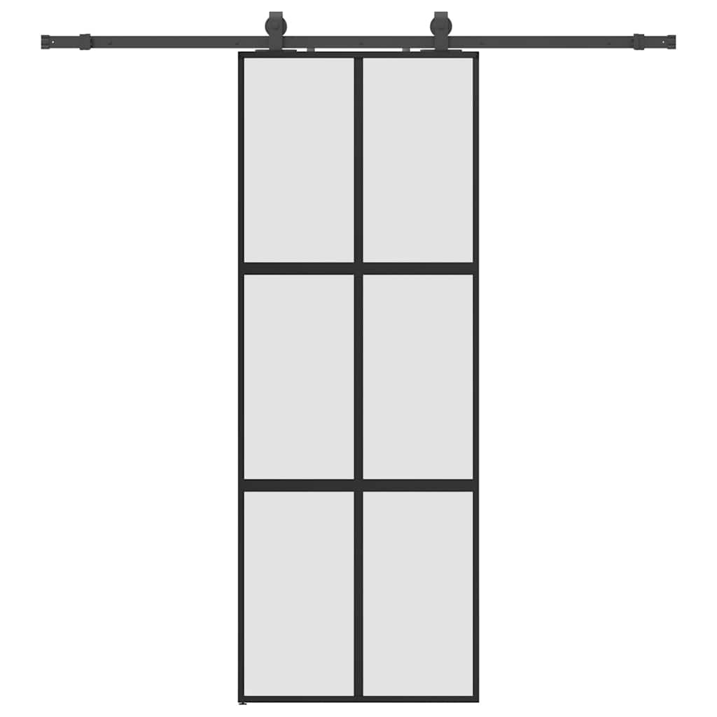 vidaXL Drzwi przesuwne z zestawem okuć czarne 76x205 cm