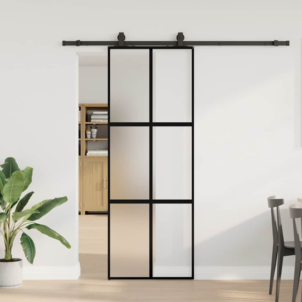 vidaXL Drzwi przesuwne z zestawem okuć czarne 76x205 cm
