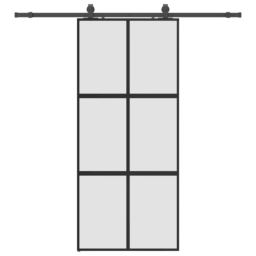 vidaXL Drzwi przesuwne z zestawem okuć czarne 90x205 cm