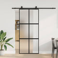 vidaXL Drzwi przesuwne z zestawem okuć czarne 90x205 cm
