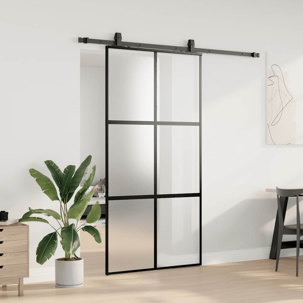 vidaXL Drzwi przesuwne z zestawem okuć czarne 102,5x205 cm