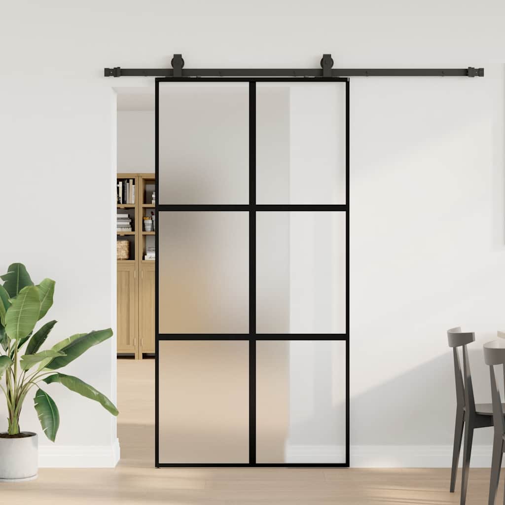 vidaXL Drzwi przesuwne z zestawem okuć czarne 102,5x205 cm