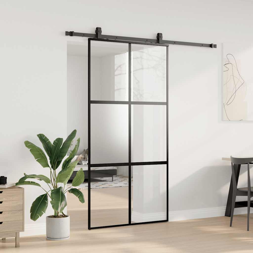 vidaXL Drzwi przesuwne z zestawem okuć czarne 102,5x205 cm